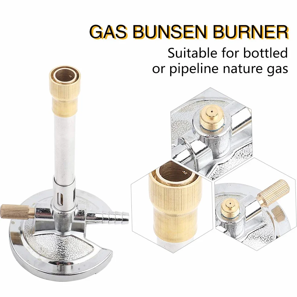 Mechero Bunsen de un solo tubo, 1 pieza de micro materiales metálicos Mechero Bunsen de gas duradero Equipo de calentamiento de laboratorio resistente al calor para gas de carbón embotellado, Mechero