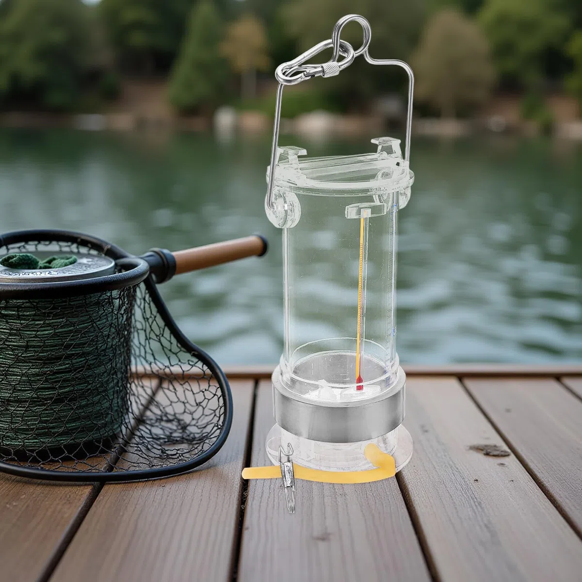 Zerodeko Muestreador de Agua Marina 1l de Acrílico Transparente Configuración de Acero Inoxidable, Equipo Científico Portátil para Muestreo de Aguas Profundas y Análisis de Color Aleatorio