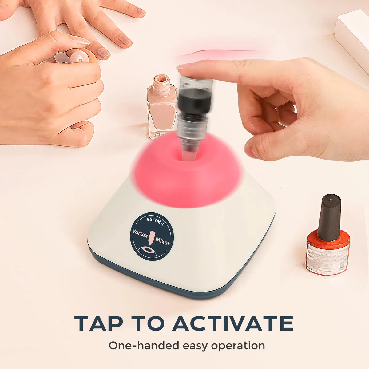 Bonvoisin Mini Vortex Batidora 3500 rpm, Tap to Activate, 50 ml, mezcla rápida, para soluciones de laboratorio, pinturas acrílicas, pegamento para pestañas, geles y esmaltes de uñas