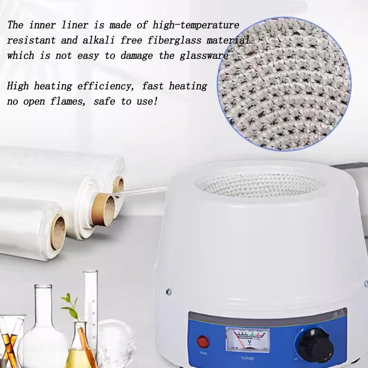 La temperatura de calentamiento de la manga de calefacción eléctrica del matraz de fondo redondo de la herramienta de laboratorio puede alcanzar 380 ℃. (100ml)