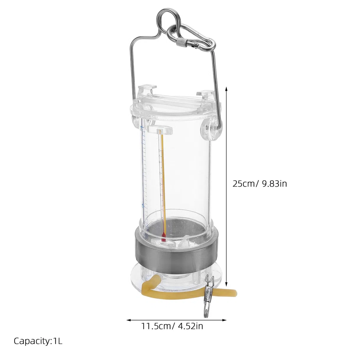 Zerodeko Muestreador de Agua Marina 1l de Acrílico Transparente Configuración de Acero Inoxidable, Equipo Científico Portátil para Muestreo de Aguas Profundas y Análisis de Color Aleatorio