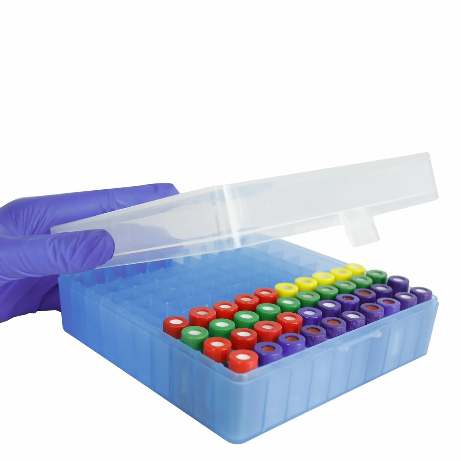 ALWSCI Caja de Almacenamiento de Microtubos, Estante de tubo de PCR para Microtubos de 1,5/1,8/2 ml, 100 unidades, color azul