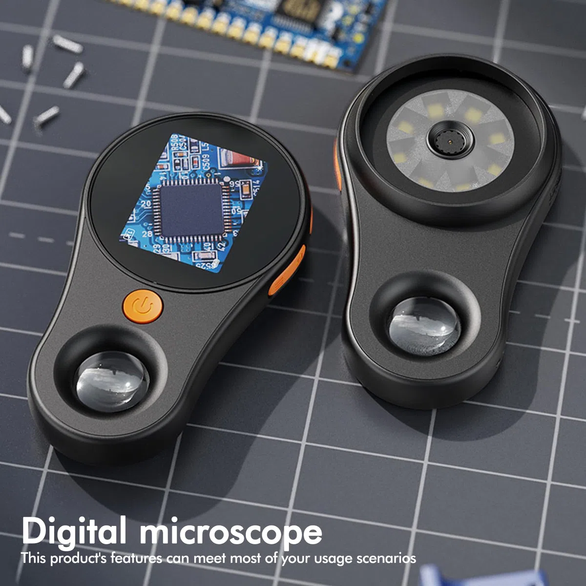 Microscopio digital recargable 500X: microscopio de mano con pantalla IPS de 2,0 pulgadas | Microscopio de bolsillo para niños/análisis de PC | 8 lupa LED para exteriores/interior detección