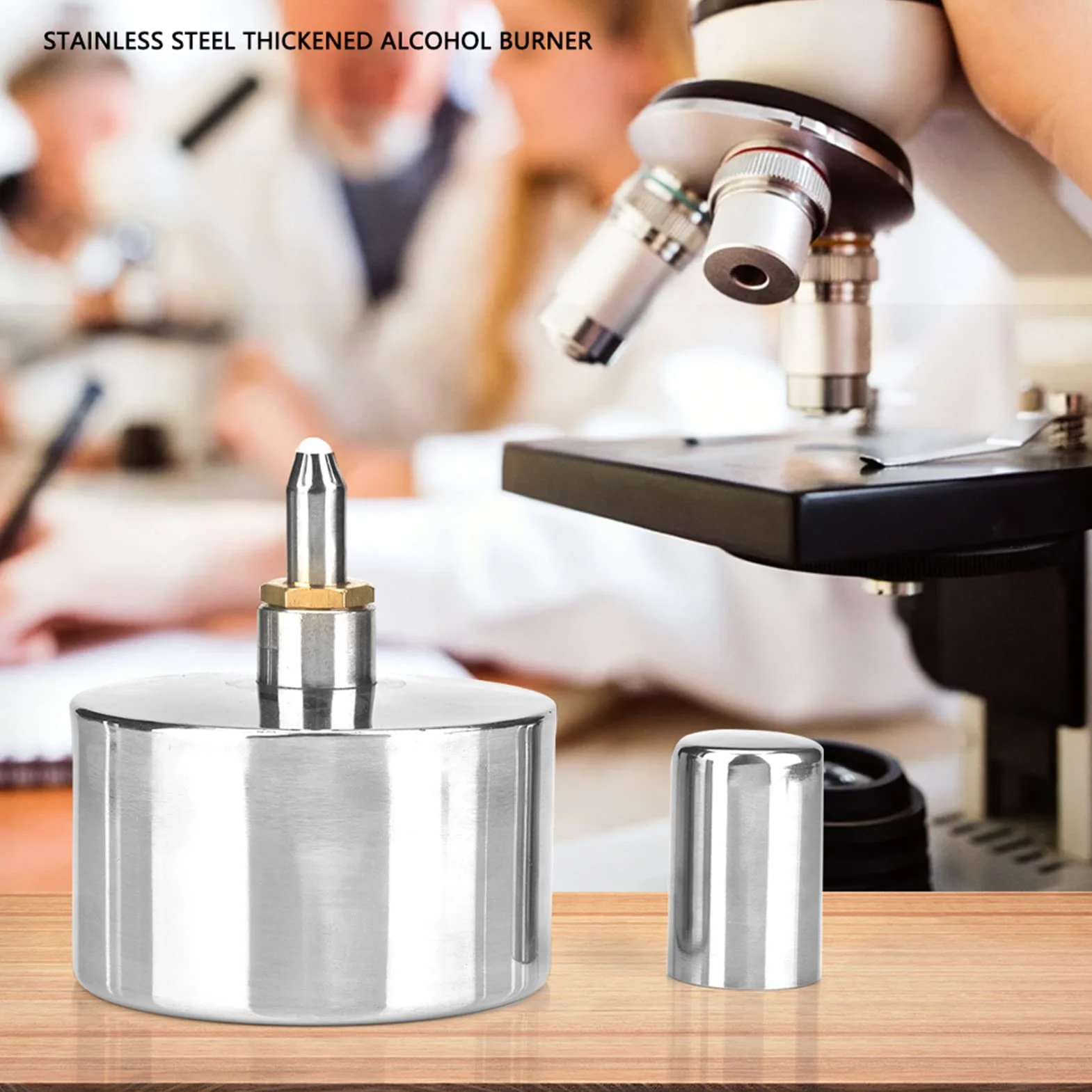 Fafeicy Lámpara de Alcohol 400ml, Quemador de Acero Inoxidable 304 con Base de Cobre, Diseño Elegante para Decoración y Uso Doméstico, Mecha Ajustable y Segura