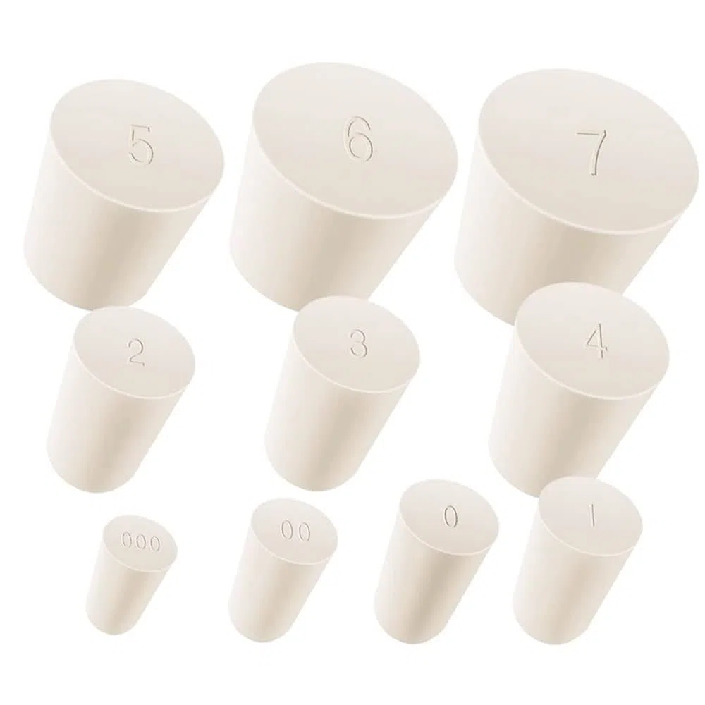 19 # Tapones de goma sólida, tapón de goma de laboratorio blanco botella de tanque de sellado a presión tapón de agujero cónico, 1 paquete