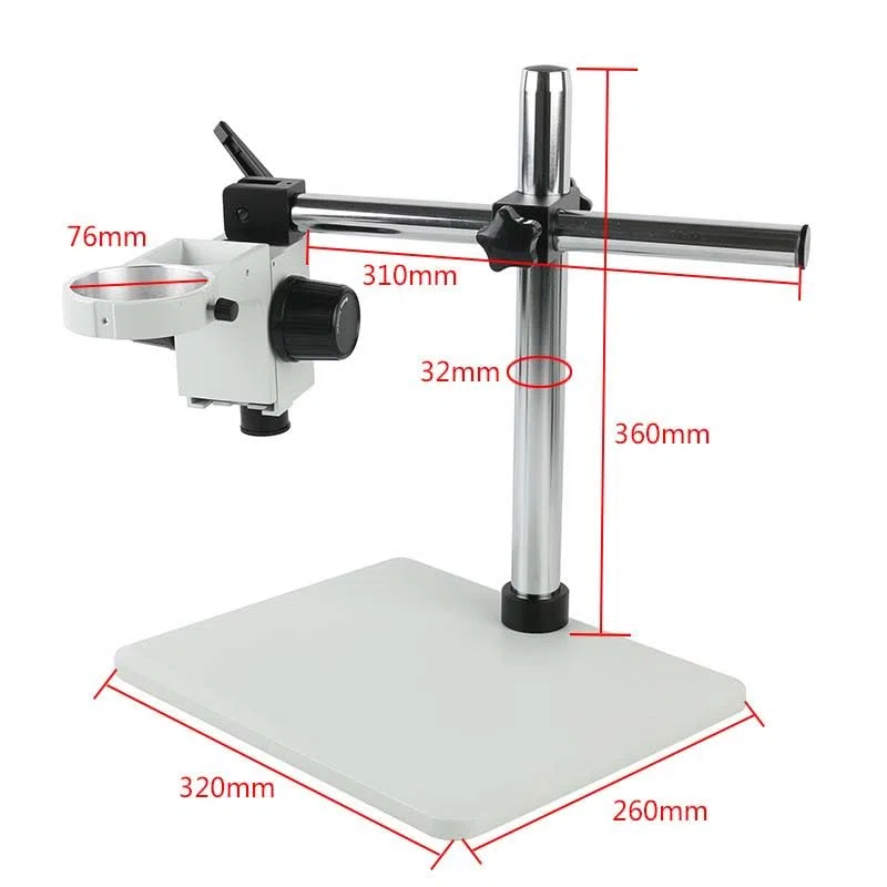 Soporte de microscopio de brazo resistente, soporte ajustable con enfoque de riel de acero, para uso industrial de laboratorio de ciencias