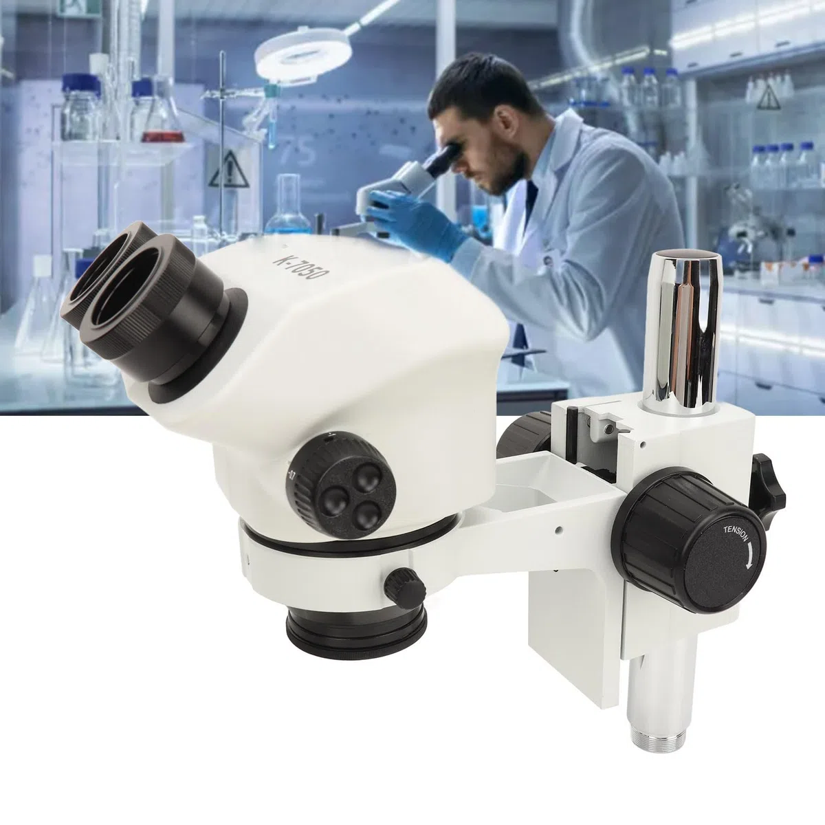 Marhynchus Microscopio Estéreo Trinocular, Microscopio Trinocular con Zoom de Silicona ABS de 7X a 45X con Ocular de 10X y Objetivo de 0,7X a 4,5X para Reparación Electrónica, Inspección de Soldadura