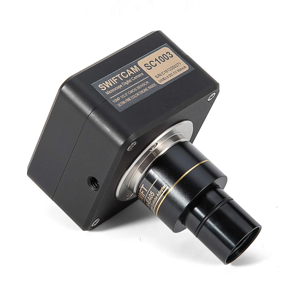 Swiftcam - Cámara de 10 Megapíxeles para Microscopios, con Lente de Reducción, Kit de Calibración, Adaptadores de Eyetube y Cable USB 3.0, Compatible con Windows/Mac/Linux