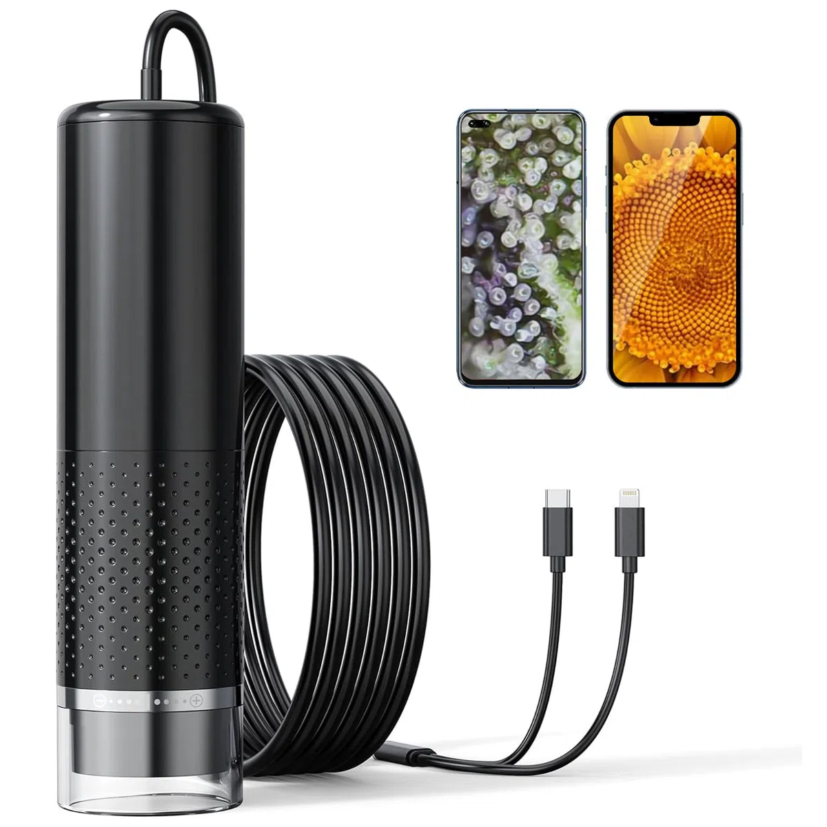 Microscopio USB Teléfono Móvil AOPICK 1080P HD Microscopios para iPhone Android, 50 hasta 1600X Microscopio Digital con 8 LED Teléfono Móvil MicroscopioCompatible con iOS, Android, Tablet