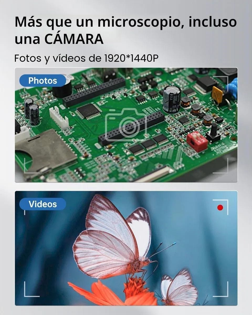 Microscopio USB Teléfono Móvil AOPICK 1080P HD Microscopios para iPhone Android, 50 hasta 1600X Microscopio Digital con 8 LED Teléfono Móvil MicroscopioCompatible con iOS, Android, Tablet