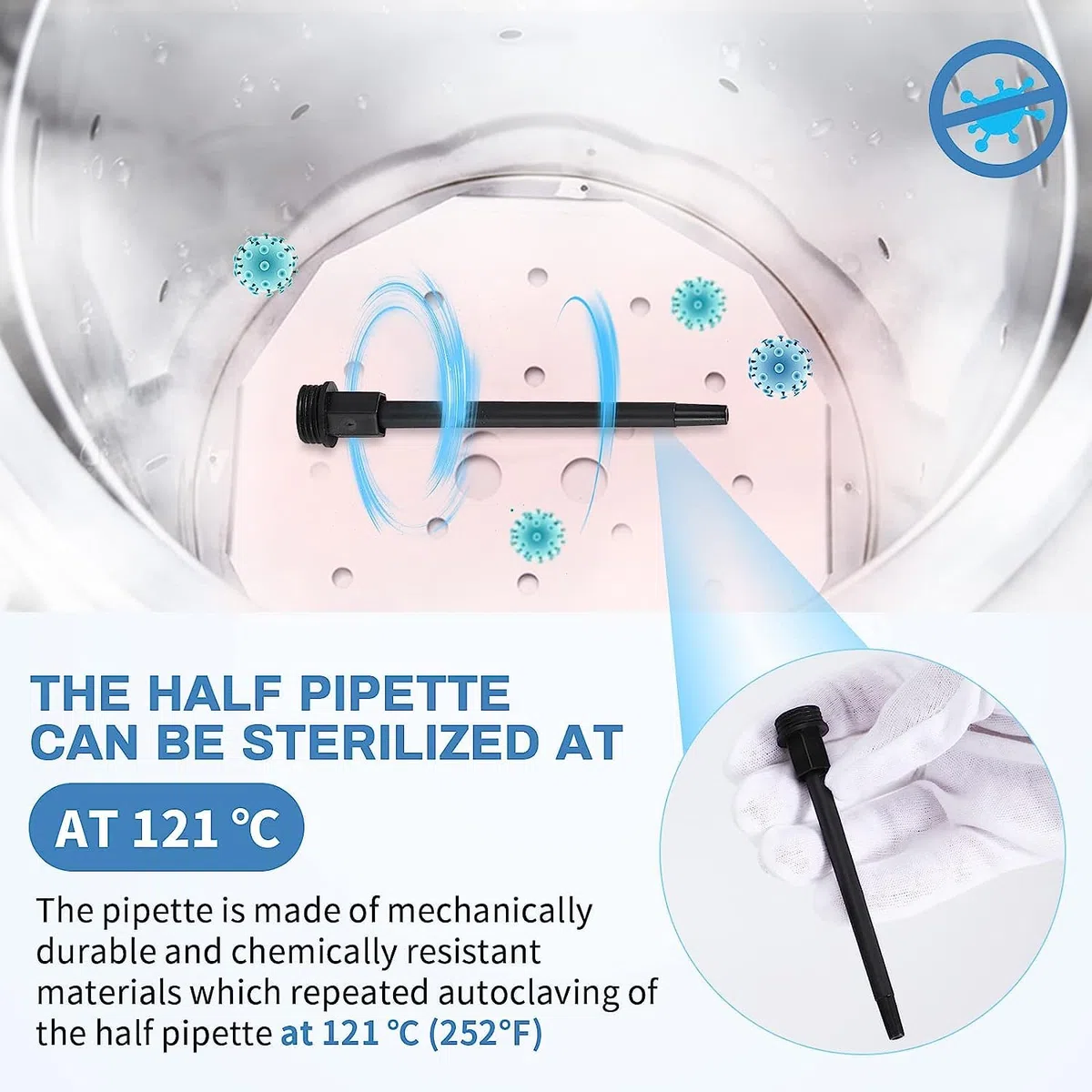 BAOSHISHAN Micropipeta Micro Pipeta de Laboratorio Pipetas Monocanal Ajustable Esterilizable en Autoclave(20-200μl) con 200 Puntas de Pipeta