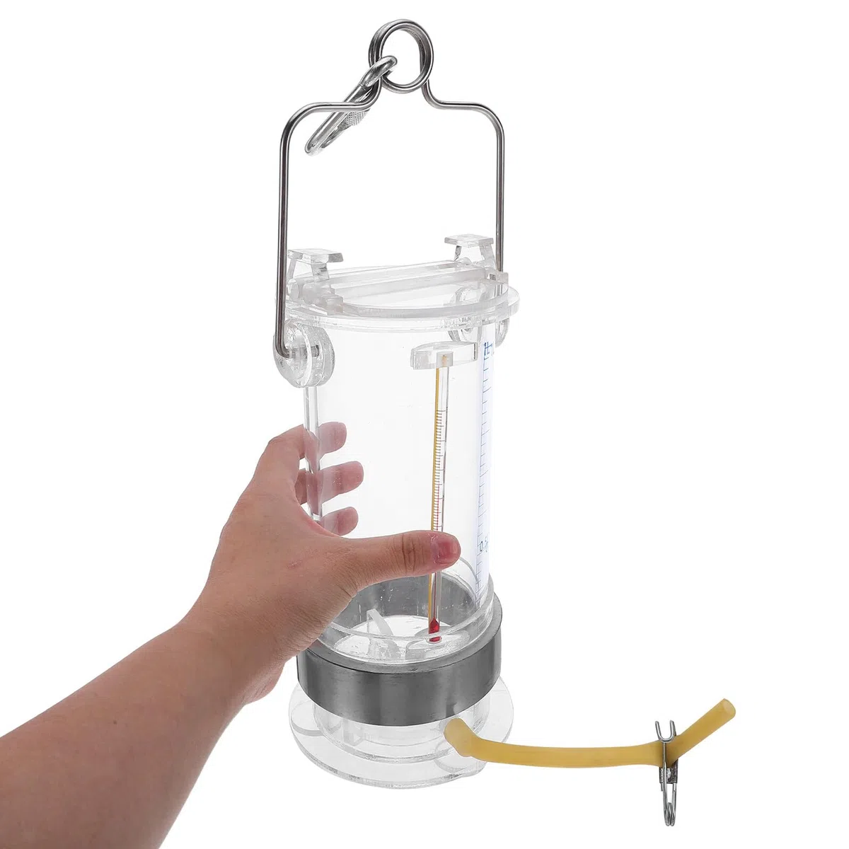 Zerodeko Muestreador de Agua Marina 1l de Acrílico Transparente Configuración de Acero Inoxidable, Equipo Científico Portátil para Muestreo de Aguas Profundas y Análisis de Color Aleatorio