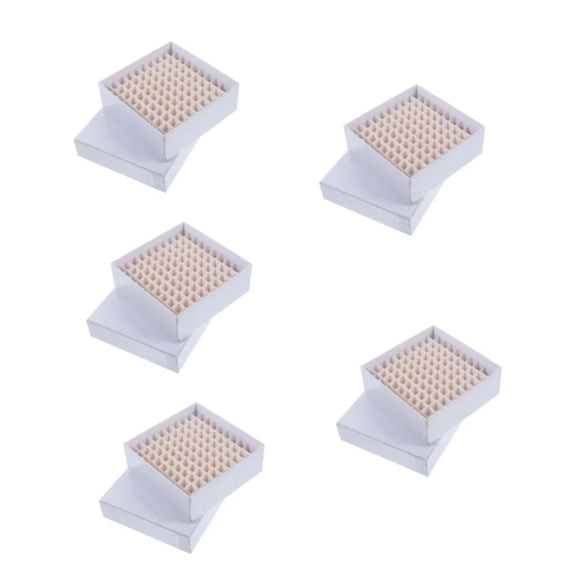 Cabilock 5 Piezas Caja de Almacenamiento para Tubos de Centrífuga de Papel Resistente Diseño Multi-compartimentos Soporte Criogénico Reutilizable para Microcentrífugas Compatible con
