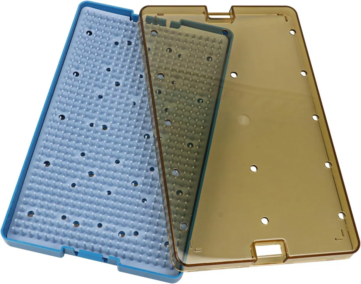 L/M/S Caja de almacenamiento de instrumentos autoclavable para instrumentos con bandeja de esterilización con alfombrilla de silicona (L)
