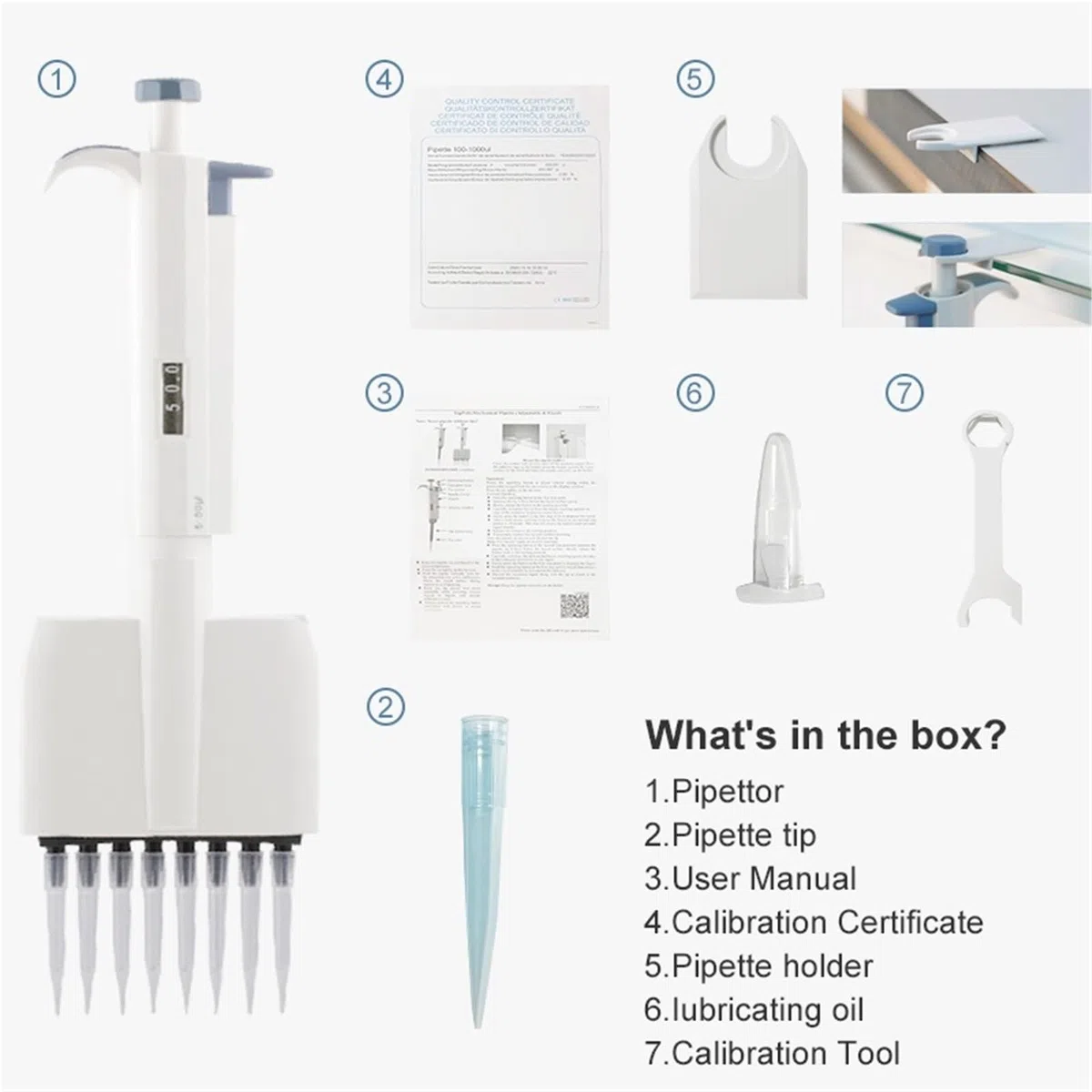 Pipetas Pipeta, Multicanal 0,5μl-300μl Volumen Variable Manual Digital Micropipeta Ajustable De 8/12 Canales,Laboratorio(12 Channels 50-300ul)