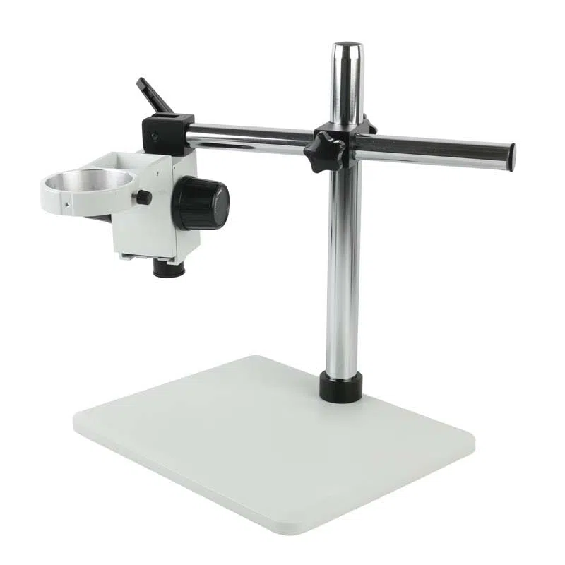 Soporte de microscopio de brazo resistente, soporte ajustable con enfoque de riel de acero, para uso industrial de laboratorio de ciencias