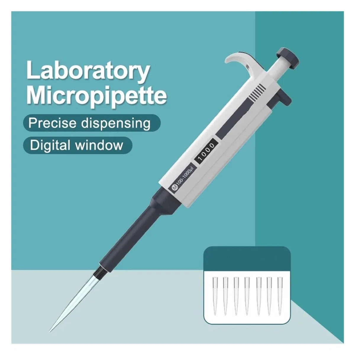 Micropipeta, pipeta automática de laboratorio, pipeta de plástico ajustable digital, equipo de laboratorio de química con puntas de pipeta(0.1-2.5ul)