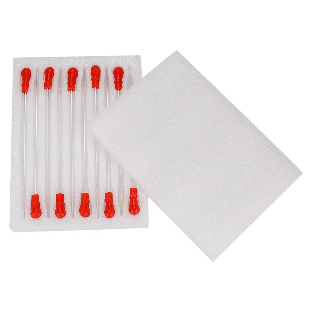 stonylab Pipetas de Goteo de Vidrio, Vidrio de Borosilicato Grueso, Pipetas de Transferencia de Líquido No Graduadas de 3 ml con Tapones de Goma Rojos, para Química de Laboratorio, Juego de 10
