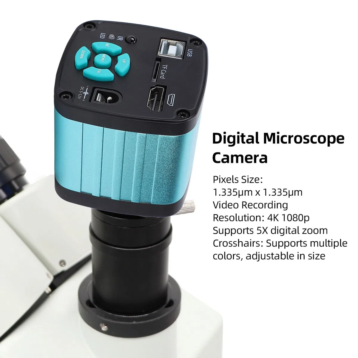Cámara de Microscopio Electrónico, 48MP 4K 1080p USB2.0 Salida Video Industrial Cámara Video Video Industria Cámara de Microscopio HD Interfaz Multimedia para Soldadura (Enchufe