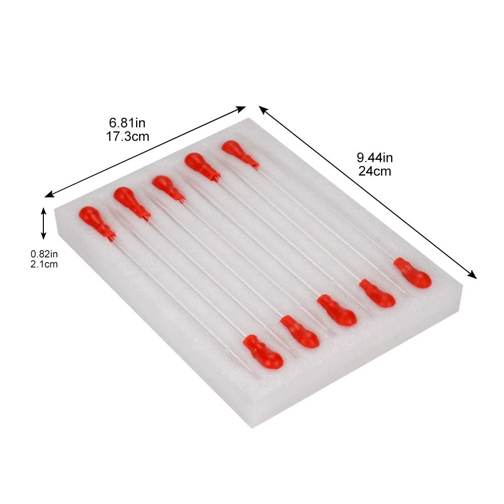 stonylab Pipetas de Goteo de Vidrio, Vidrio de Borosilicato Grueso, Pipetas de Transferencia de Líquido No Graduadas de 3 ml con Tapones de Goma Rojos, para Química de Laboratorio, Juego de 10