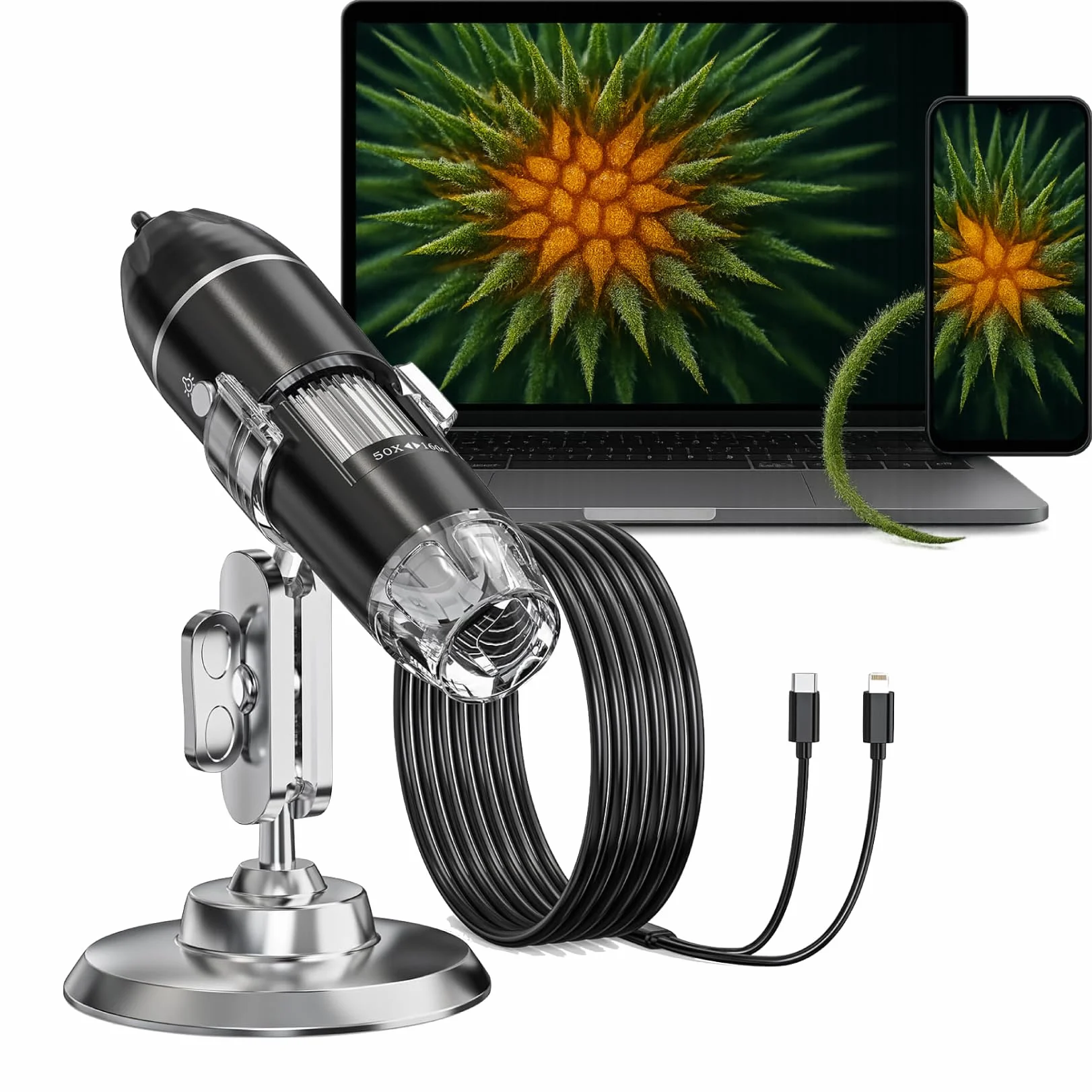 Microscopio Digital USB 3 en 1. Compatible con PC, Android y Tablets. Microscopio Digital de Mano 1600X 200W. Microscopio portatil para Soldadura e inspeccion Industrial