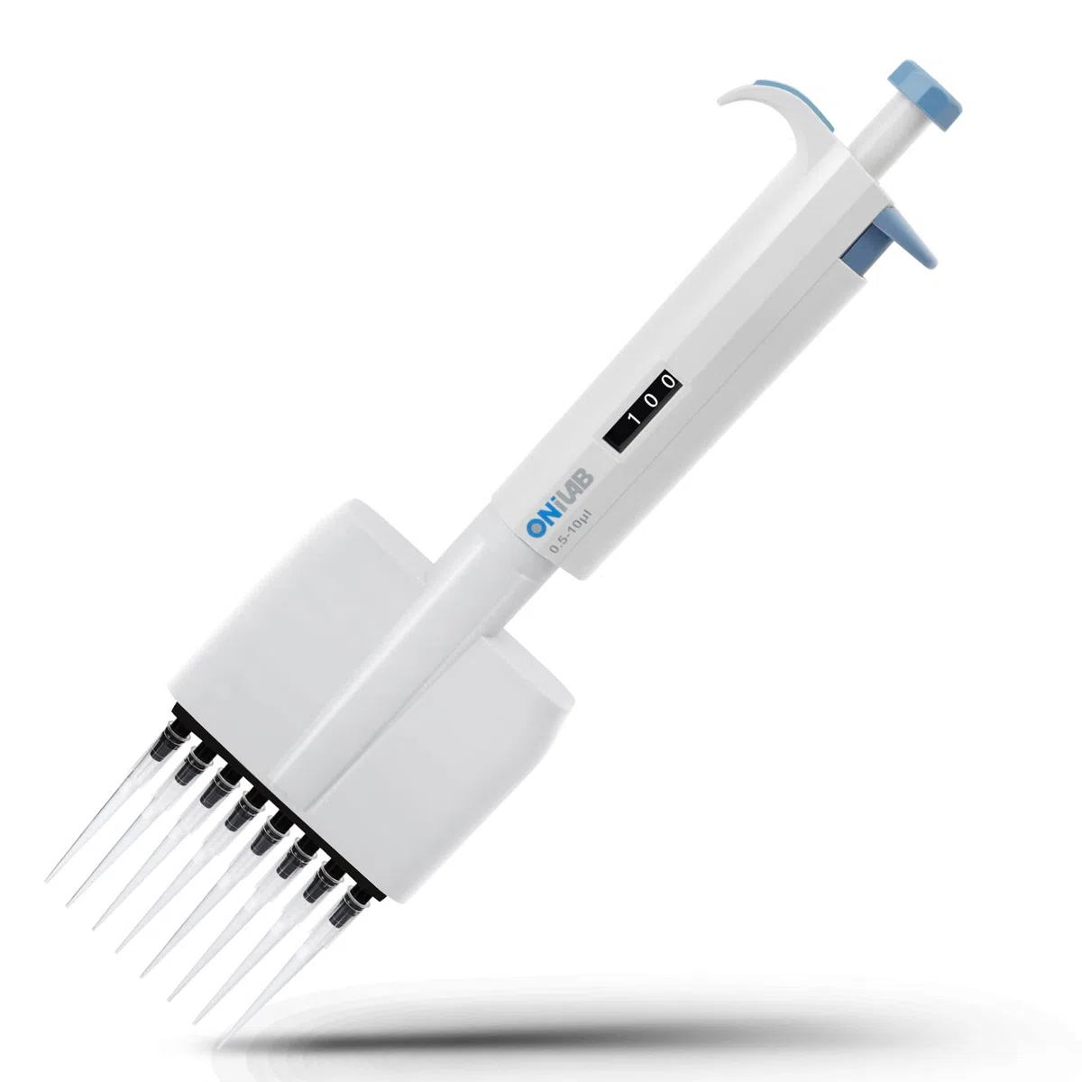 ONiLAB Micropipeta de laboratorio, rango de volumen ajustable, pipeteadora multicanal de 8 canales, 0,5-10 μl