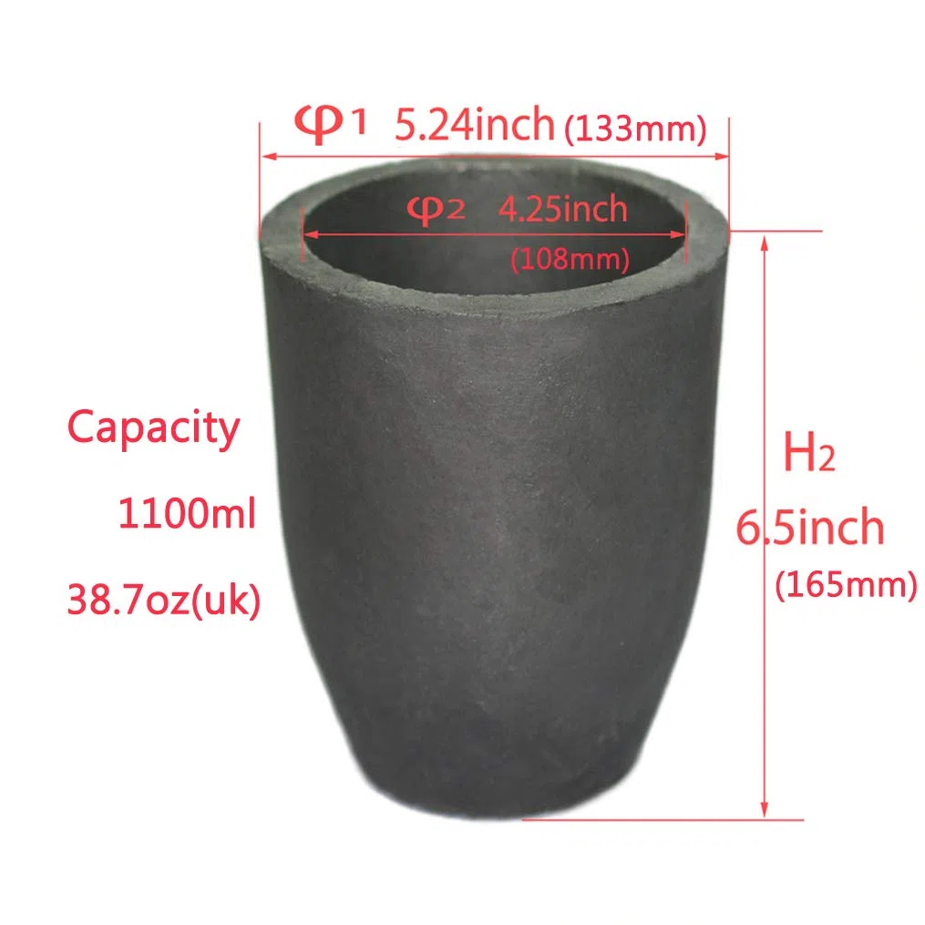 LLF # 10 arcilla grafito Crucible Fuente Copa Horno Torcha fundición refinado oro plata cobre latón aluminio plomo zinc y aleaciones (Capacidad 1100ML)