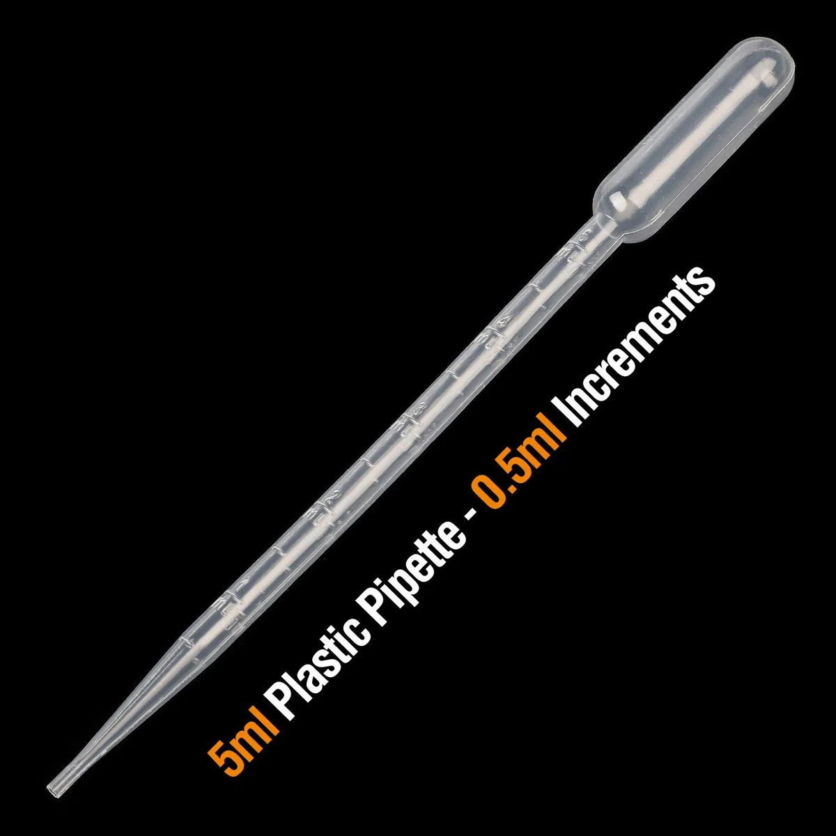 Hyber&Cara Pipeta con cuentagotas de plástico graduada a 5 ml, pipeta desechable para transferencia de líquidos, paquete de 100