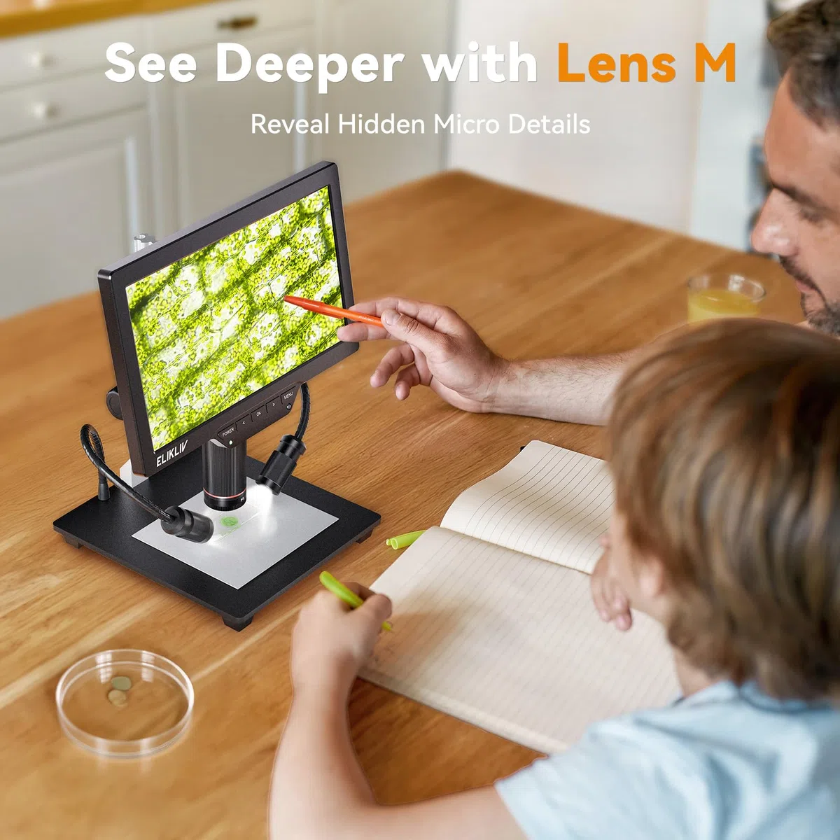 Elikliv Microscopio Digital 4K para Soldadura: TL301 MAX con 3 Lentes Magnéticas, Pantalla IPS de 10,1", Luces Laterales, Soporte de 10", Compatible con PC/TV, 64 GB