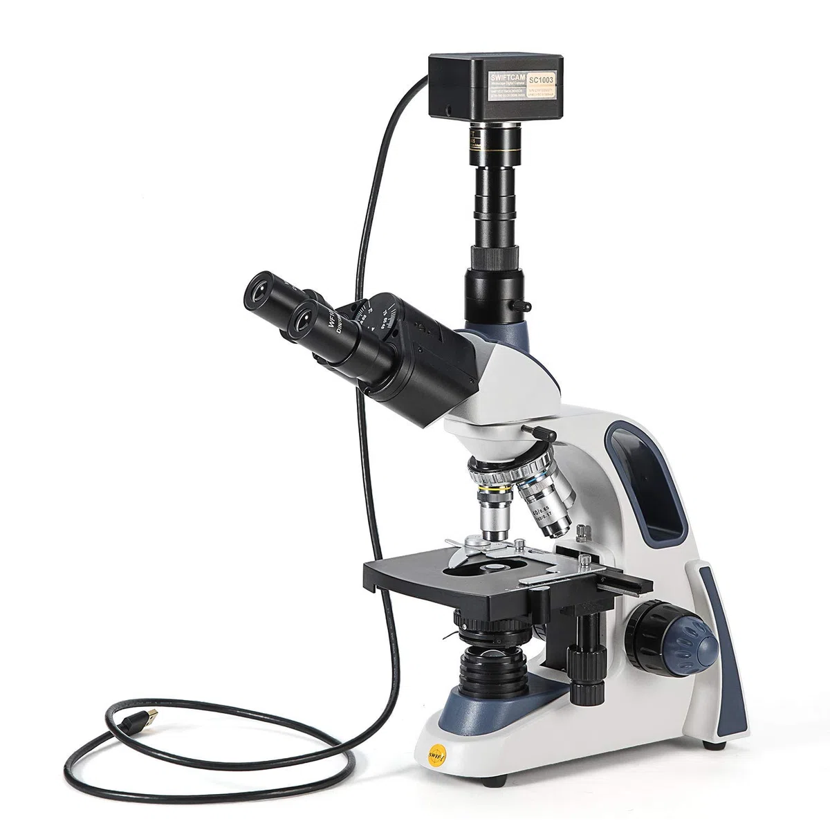 Swiftcam - Cámara de 10 Megapíxeles para Microscopios, con Lente de Reducción, Kit de Calibración, Adaptadores de Eyetube y Cable USB 3.0, Compatible con Windows/Mac/Linux