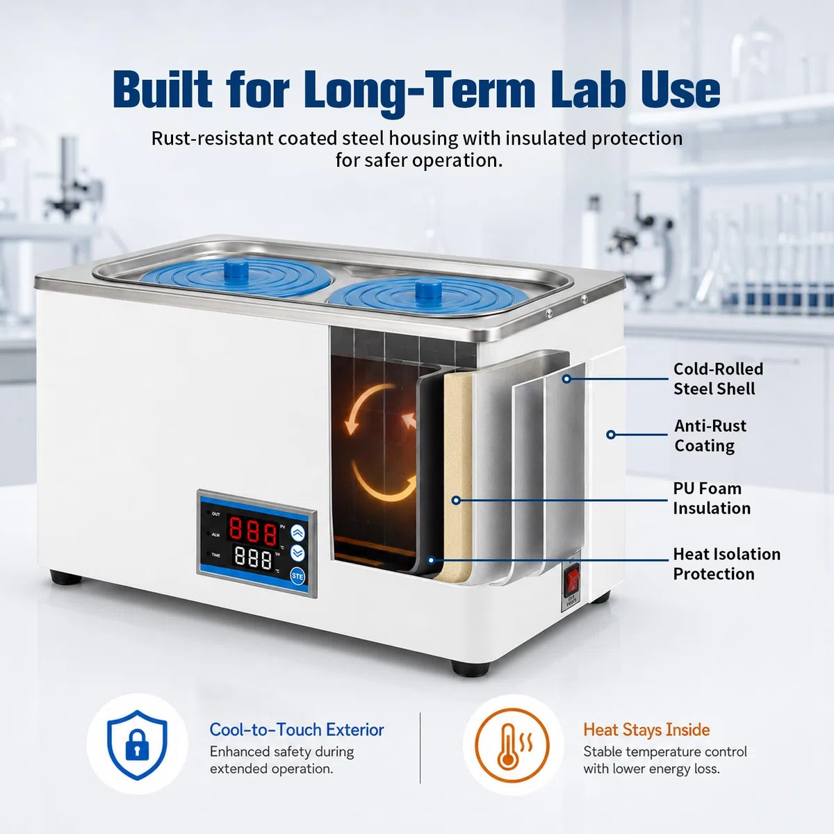 Baño maría digital 6L 600W - Baño maría de laboratorio con tanque interior de acero inoxidable y calefacción integral, olla baño maría con función temporizador y control de temperatura (±