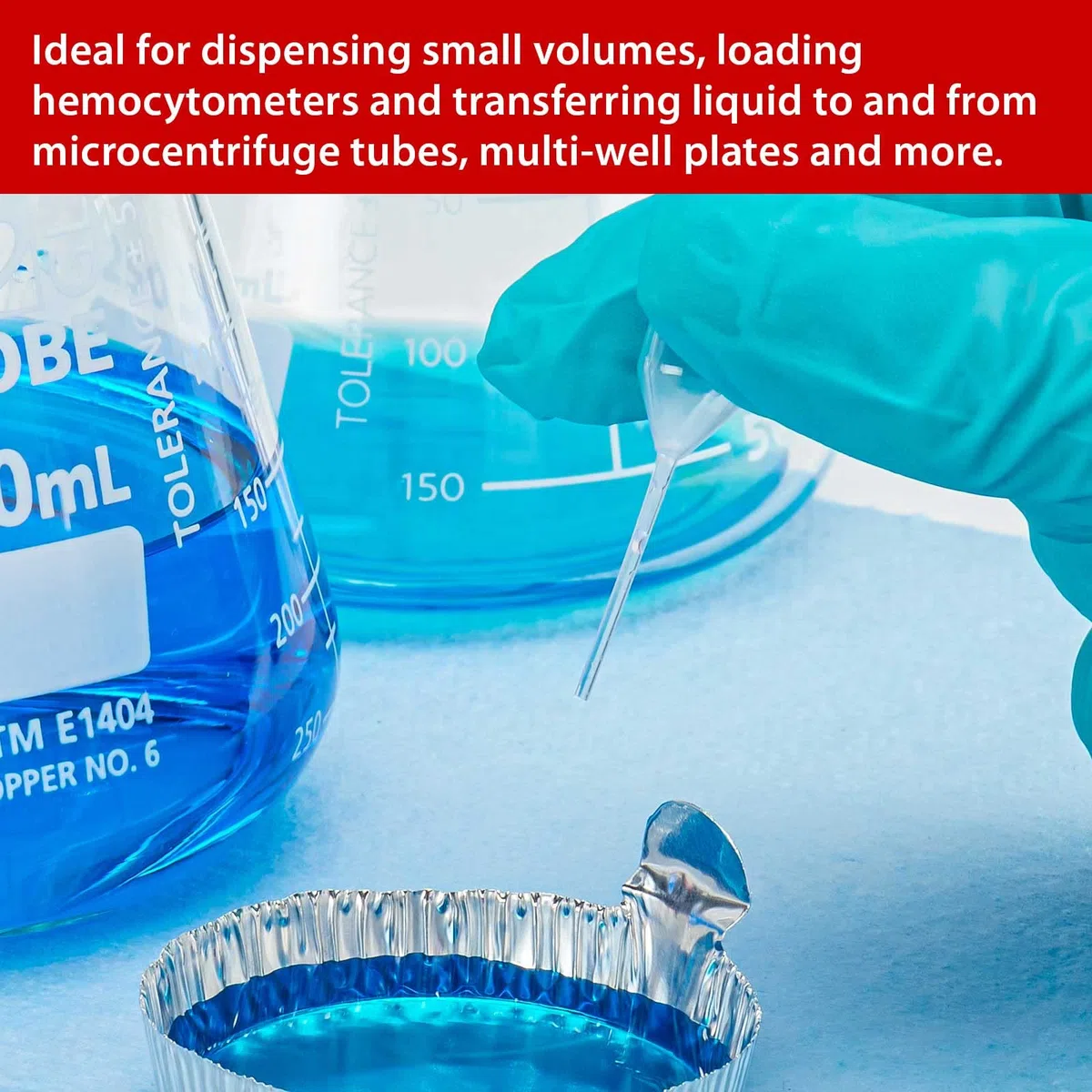 Mundo Científico 134010 – 500 LDPE Pipet de transferencia de punta fina, no estéril, 51 mm longitud, 1,3 ml capacidad (caja de 500)