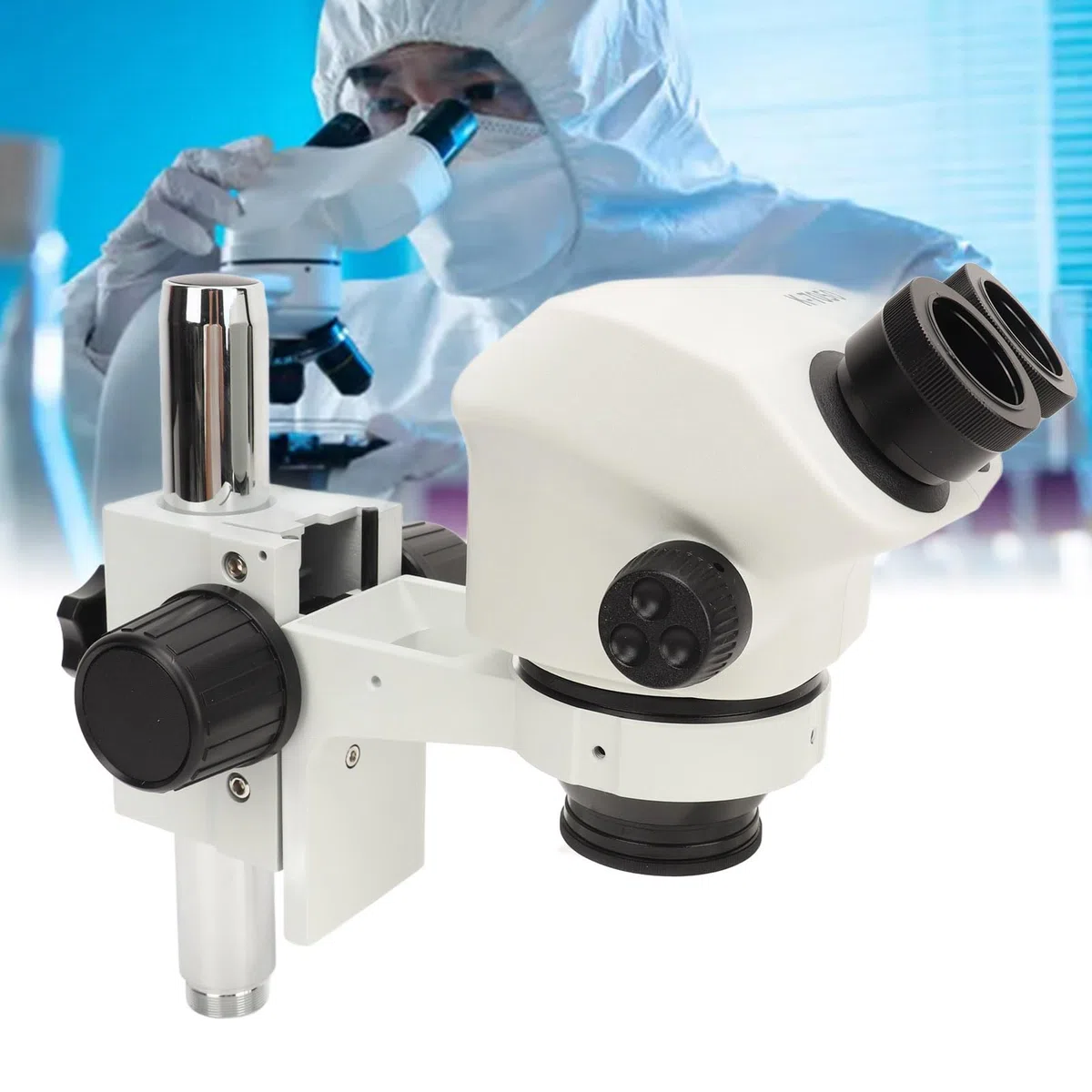 Marhynchus Microscopio Estéreo Trinocular, Microscopio Trinocular con Zoom de Silicona ABS de 7X a 45X con Ocular de 10X y Objetivo de 0,7X a 4,5X para Reparación Electrónica, Inspección de Soldadura