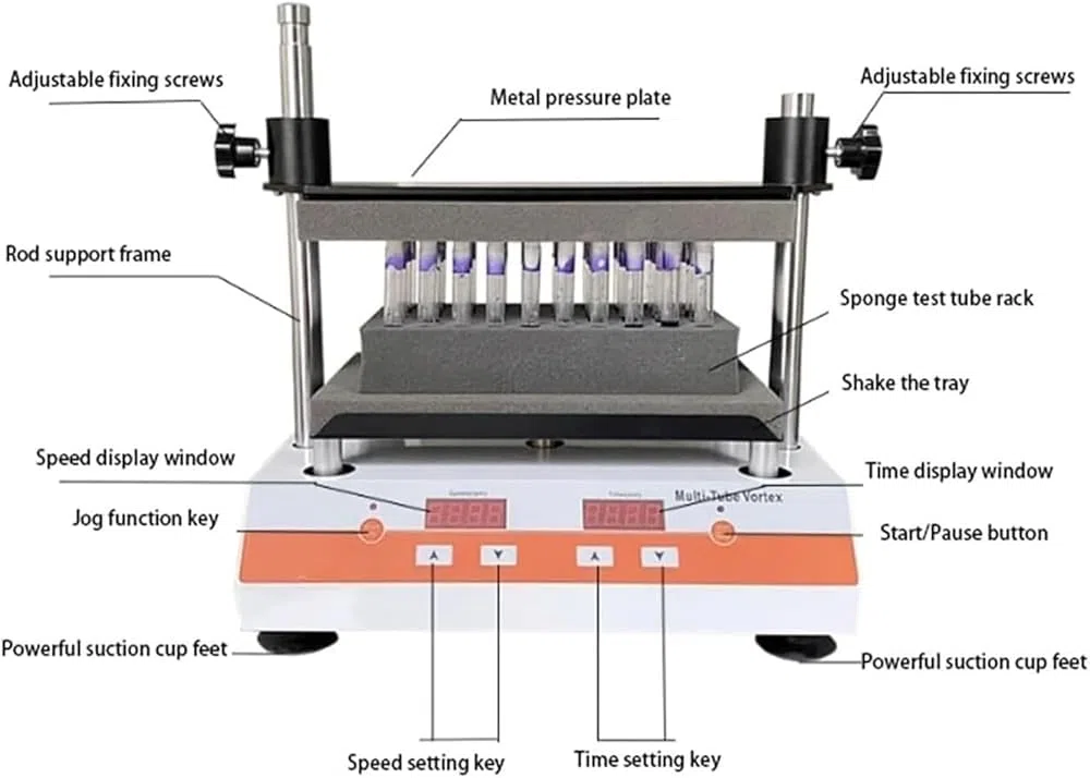 Vortex - Mezclador digital multitubo con pantalla LCD para mezclar muestras científicas, equipo de laboratorio para mezclas y soluciones homogéneas