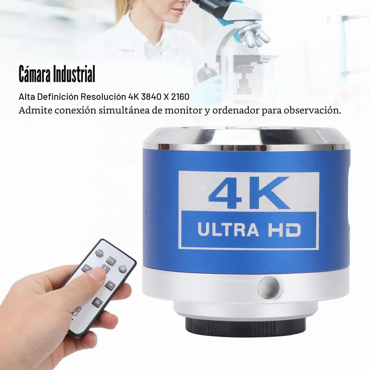 Cámara de Microscopio 4K UHD 30FPS, Cámara Industrial de Vídeo HDMI USB, Cámara Microscópica Digital Electrónica con Montura Z Y Función de Grabación de Video de la Tarjeta(Enchufe de la UE)