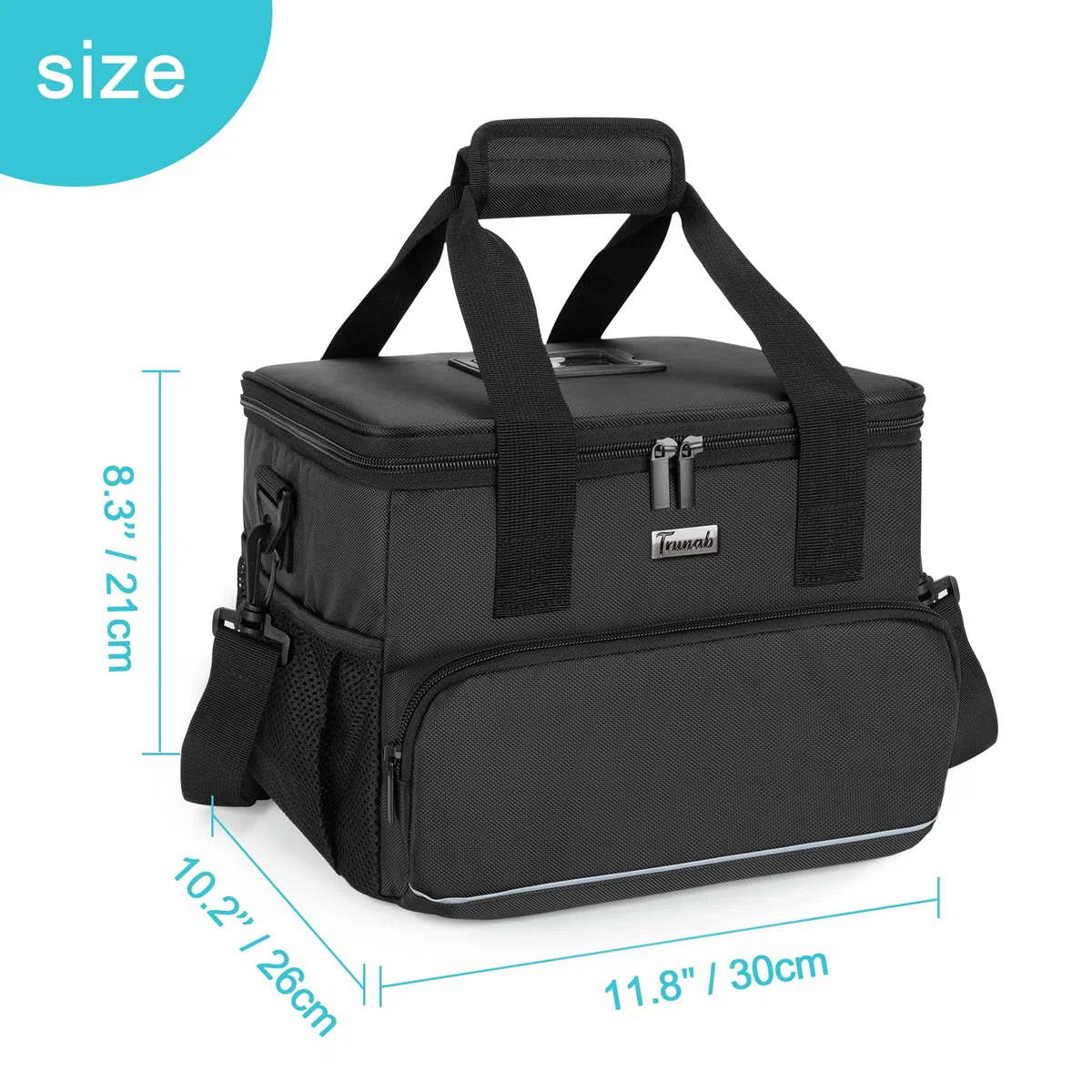 Trunab Bolsa Médica Aislada con Divisores Ajustables, Bolsa de Insulina Resistente al Agua para Hogar, Viajes y Campamentos, Diseño Patentado, Negro