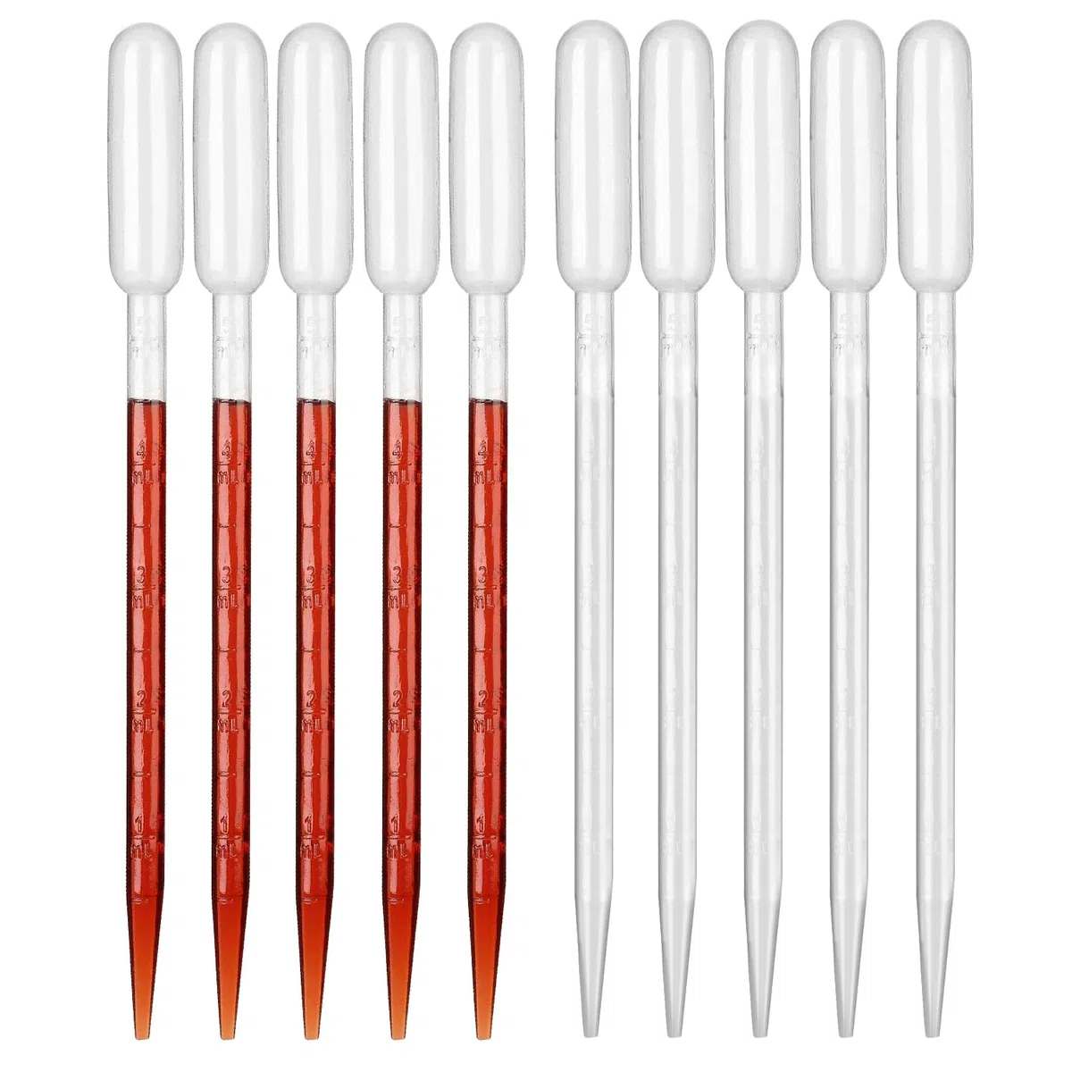 Hyber&Cara Pipeta con cuentagotas de plástico graduada a 5 ml, pipeta desechable para transferencia de líquidos, paquete de 100
