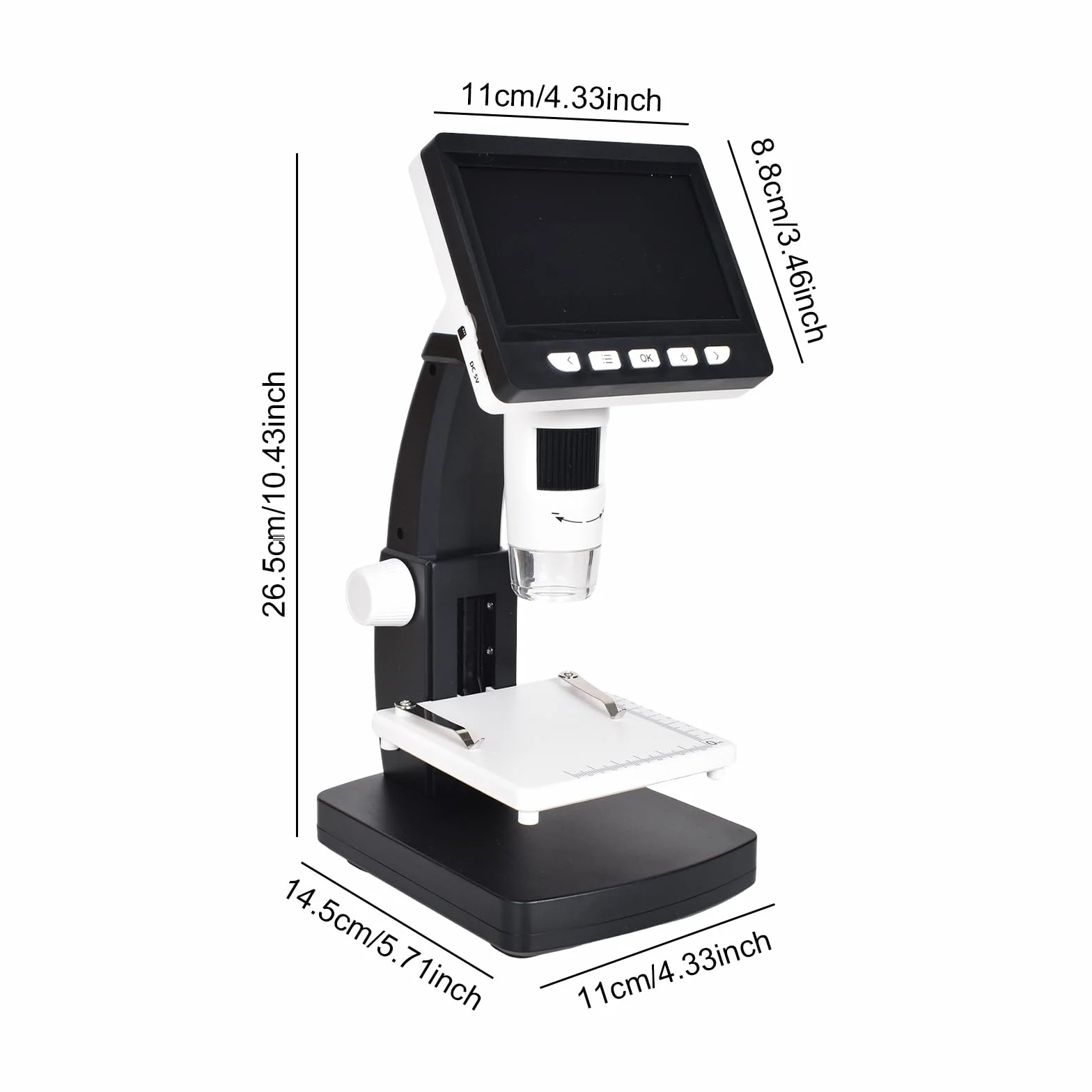 Microscopio Digital LCD, Aumento de 50x a 1000x, Pantalla de 4,3 Pulgadas, Resolución de 1080P, Lente de 2 Millones de Píxeles, con 8 Luces LED, Conectable a PC, Computadora portátil