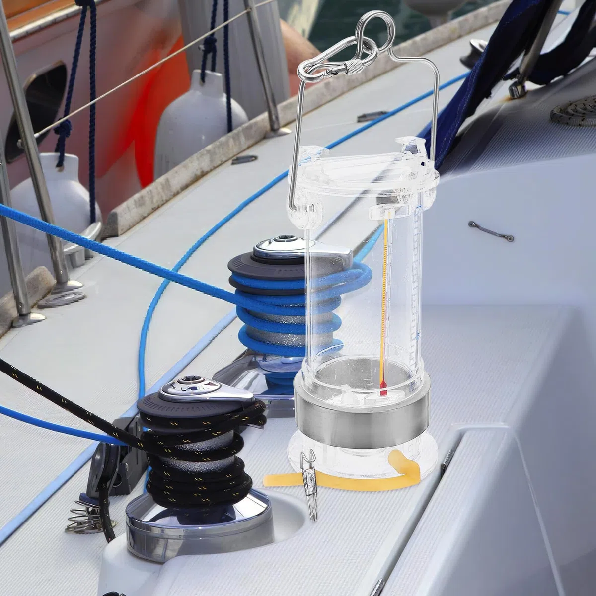Zerodeko Muestreador de Agua Marina 1l de Acrílico Transparente Configuración de Acero Inoxidable, Equipo Científico Portátil para Muestreo de Aguas Profundas y Análisis de Color Aleatorio
